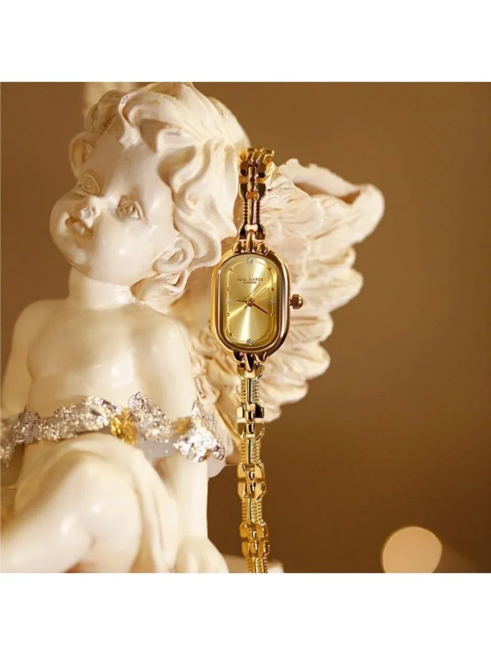Vintage Petite Gold Dainty Watch - Small Oval Analog Quartz, Luxury Waterproof